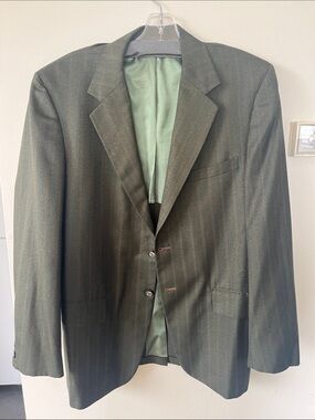 Men's Dark Green Blazer - Classic Two-Button Jacket